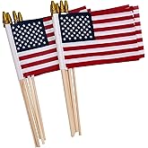 12 Pack Small American Flags on Stick Small US Flags/Mini American Flags for Outside 4x6 Inch American Hand Held Stick Flags with Kid-Safe Spear Top, Patriotic Veterans Day Decorations, 4th of July Decorations