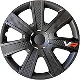 Alpena VR Carbon Vehicle Wheel Covers, Premium European-Made Rim Covers with 3-Step Retention System, Durable Hub Caps Fits Most Steel Wheels, Set of 4, 17 Inch, Black