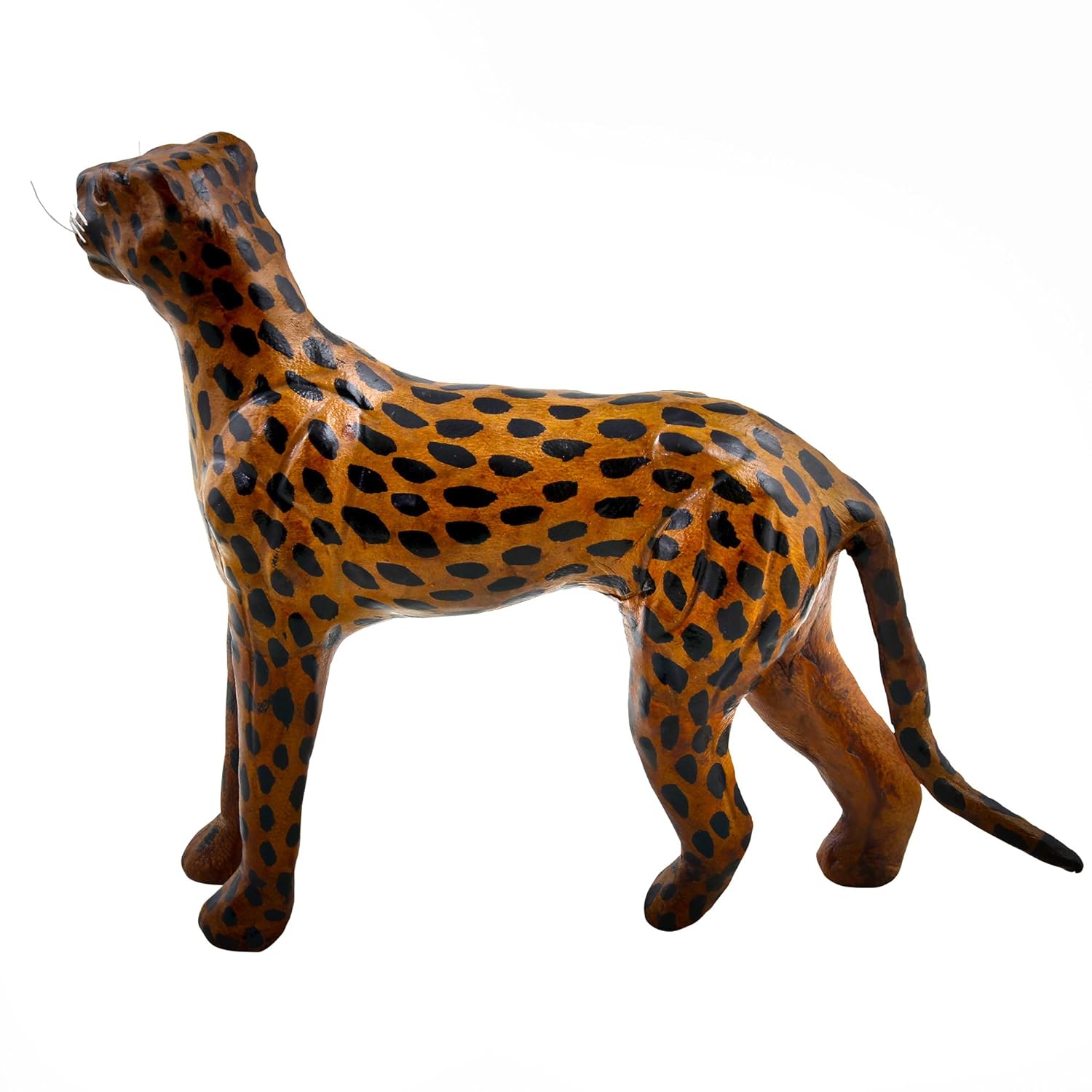 RoyaltyRoute Grandparents Day Gifts!! Beautiful Cheetah Forest Statue Leather Stuffed 5.5 Inches - Handmade Arts and Crafts for Decorations