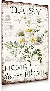 Putuo Decor Flower Art Painting Sign,Living Room or Dining Room Decor,12x8 Inches Aluminum (Daisy)