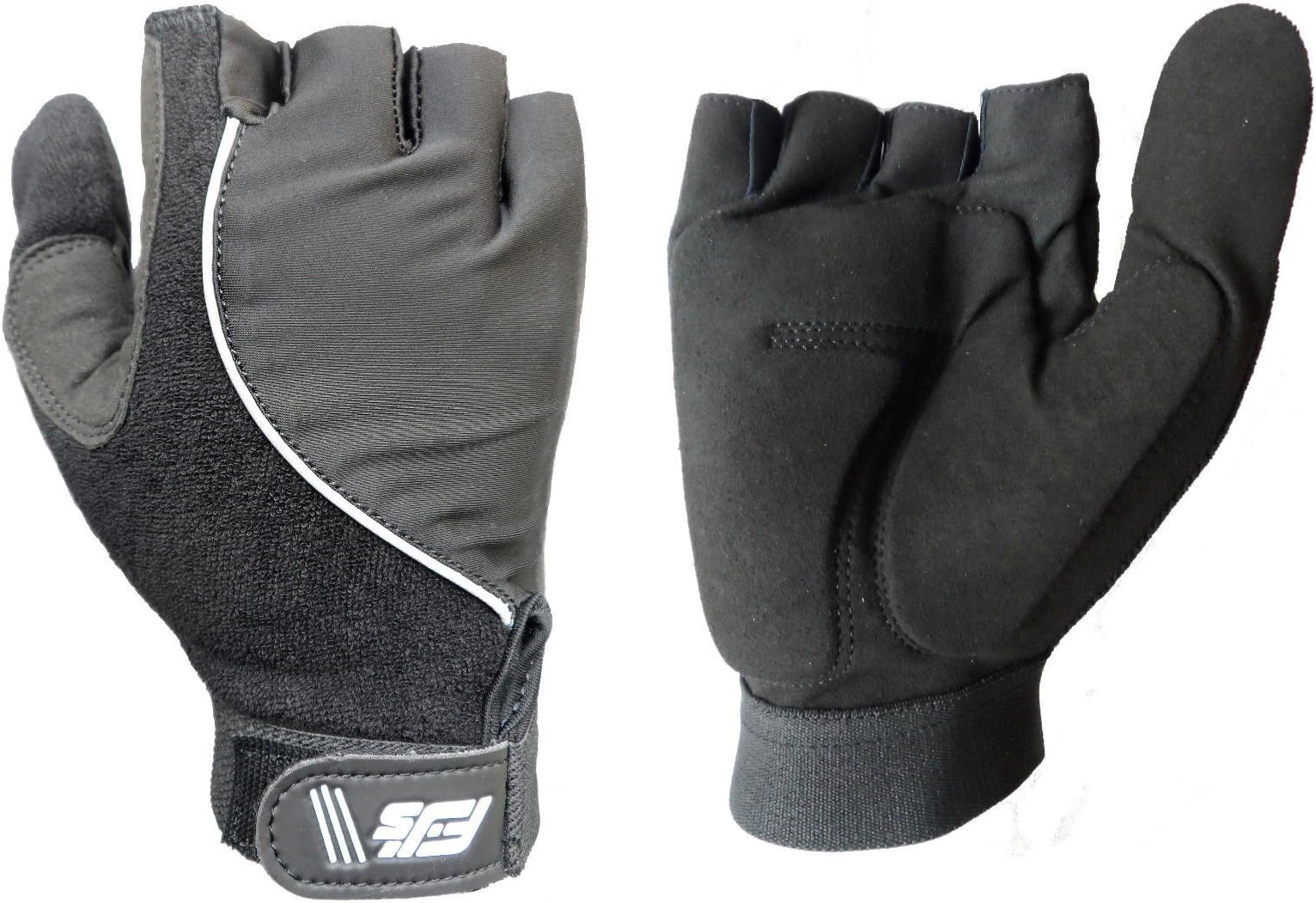 FJS NEW FULL THUMB HALF FINGER GEL PADDED PALM WHEELCHAIR SPECIFIC SPORT GLOVES