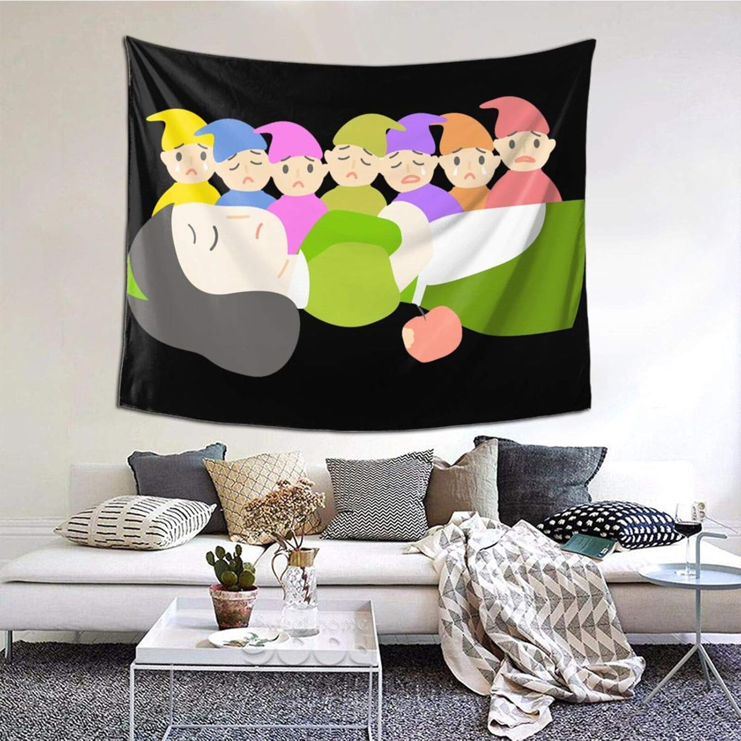 Amazon Co Jp 人気 白雪姫と七人の小人たち 2 北欧ins風背景布 タペストリー 売れ行きがよい タペストリー インテリア デコレーション 配置 おしゃれ飾り 壁紙 壁掛け リビング かっこいい ベッドルーム 改造する ホーム キッチン