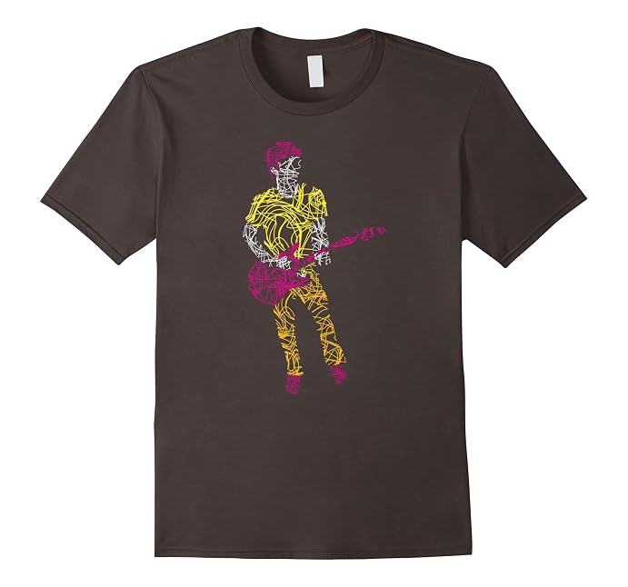Mens Creative Style Guitarist T-shirt 2XL Asphalt