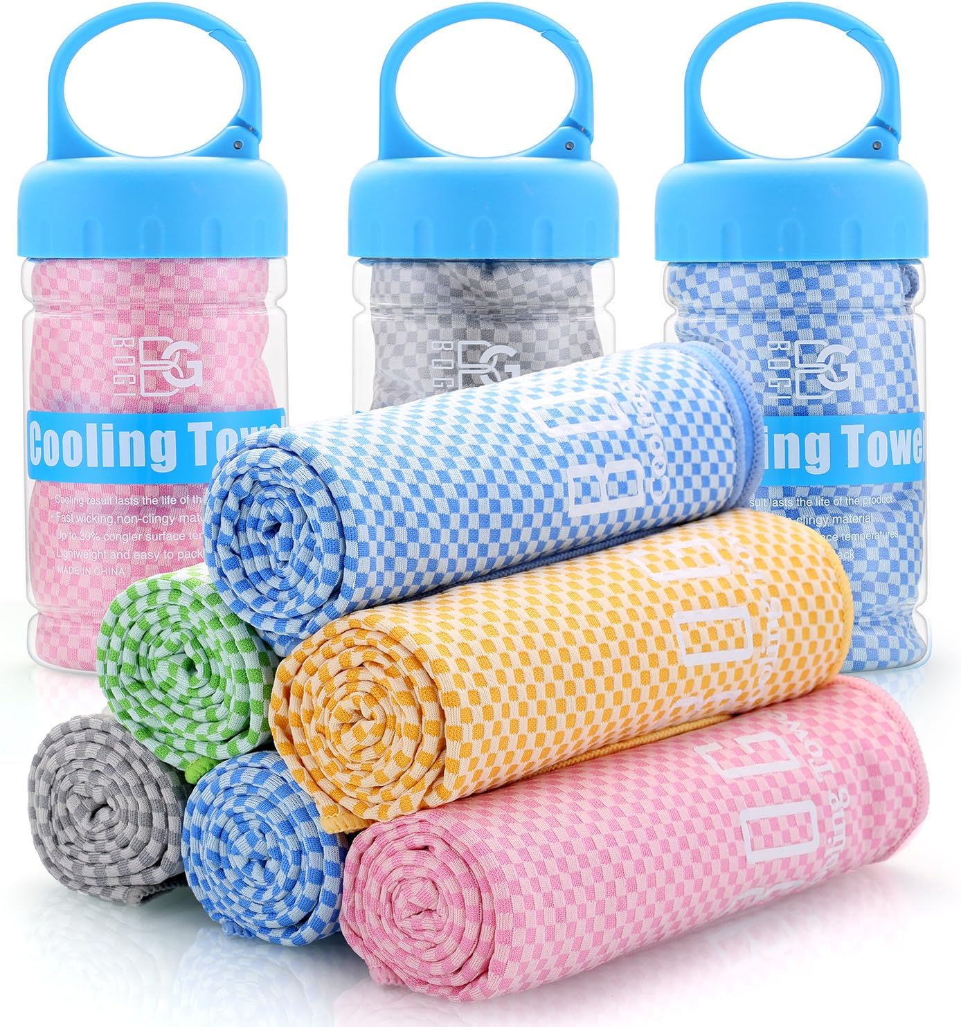 Bogi Cooling Towel for Instant Cooling - 40"x12" - Use as Cooling Scarf Headband Wristband Bandana-Soft Cool Bamboo Fiber-Stay Cool for Yoga Travel Climb Golf Football Tennis&Outdoor Sports(Blue)