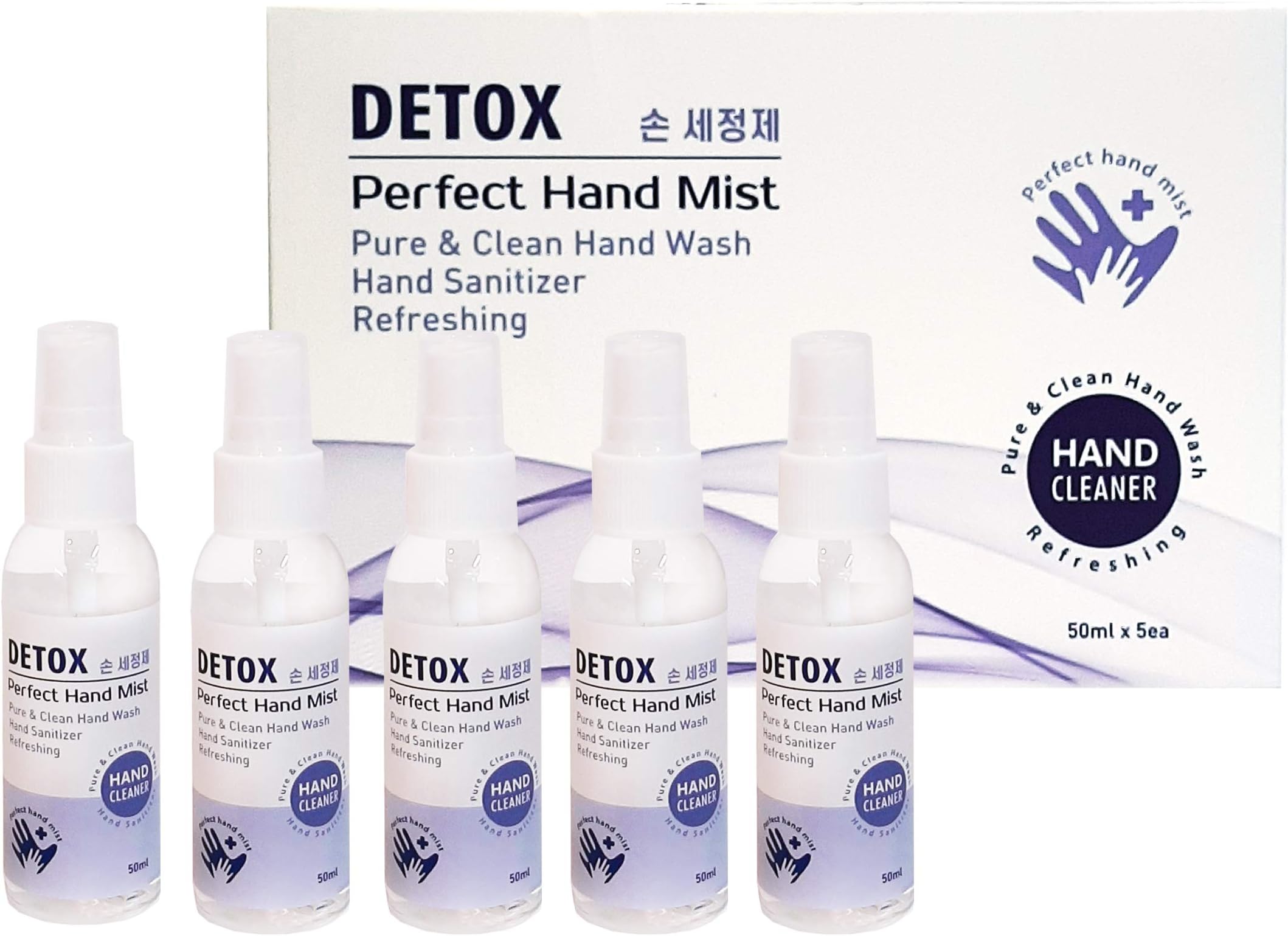 Detox Perfect Hand Cleaner Sanitizer Spray Pack of 5 x 50ml -손 세정제