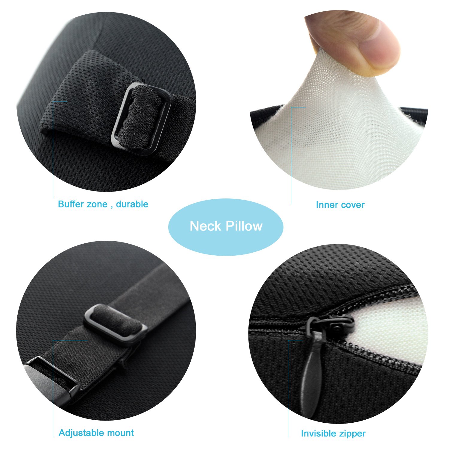 Dreamer Car High Density Memory Foam Car Seat Head Pillow and Neck Pillow,Black