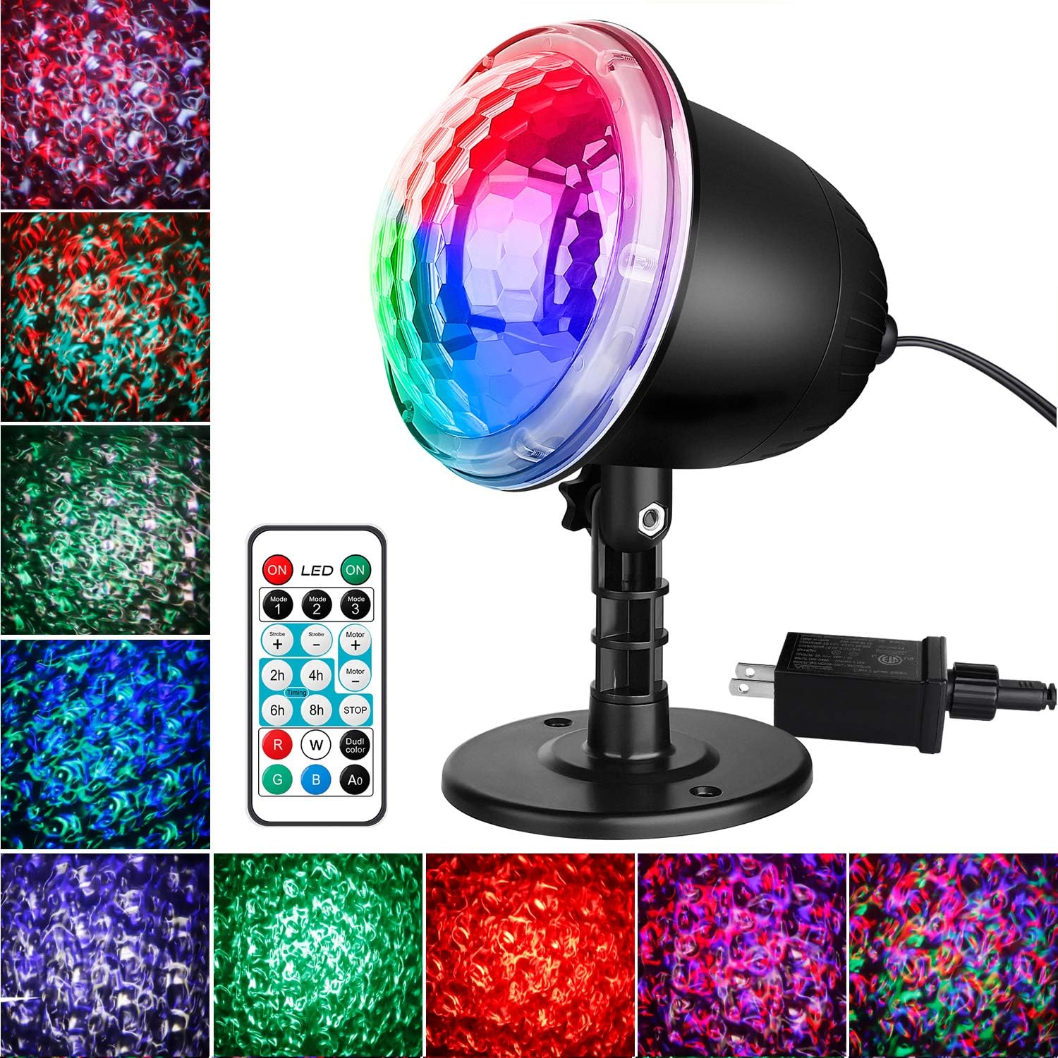 Ocean Wave Projector, Hapeisy Water Wave LED Projector Light Waterproof Ripple RGB 3D Water Effect with Remote Control Undersea Strobe Projector Lamp for Party Wedding