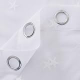 Deconovo Voile Curtains with Eyelets 140x290 cm 2 Panels White Embroidered Stars view 4