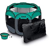 Ruff 'n Ruffus Portable Foldable Pet Playpen + Carrying Case & Collapsible Travel Bowl (Extra Large (48" x 48" x 23.5")) (Med
