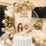 Netnology White Gold Balloons Arch Kit 185pcs Nude White Gold Decor view 4