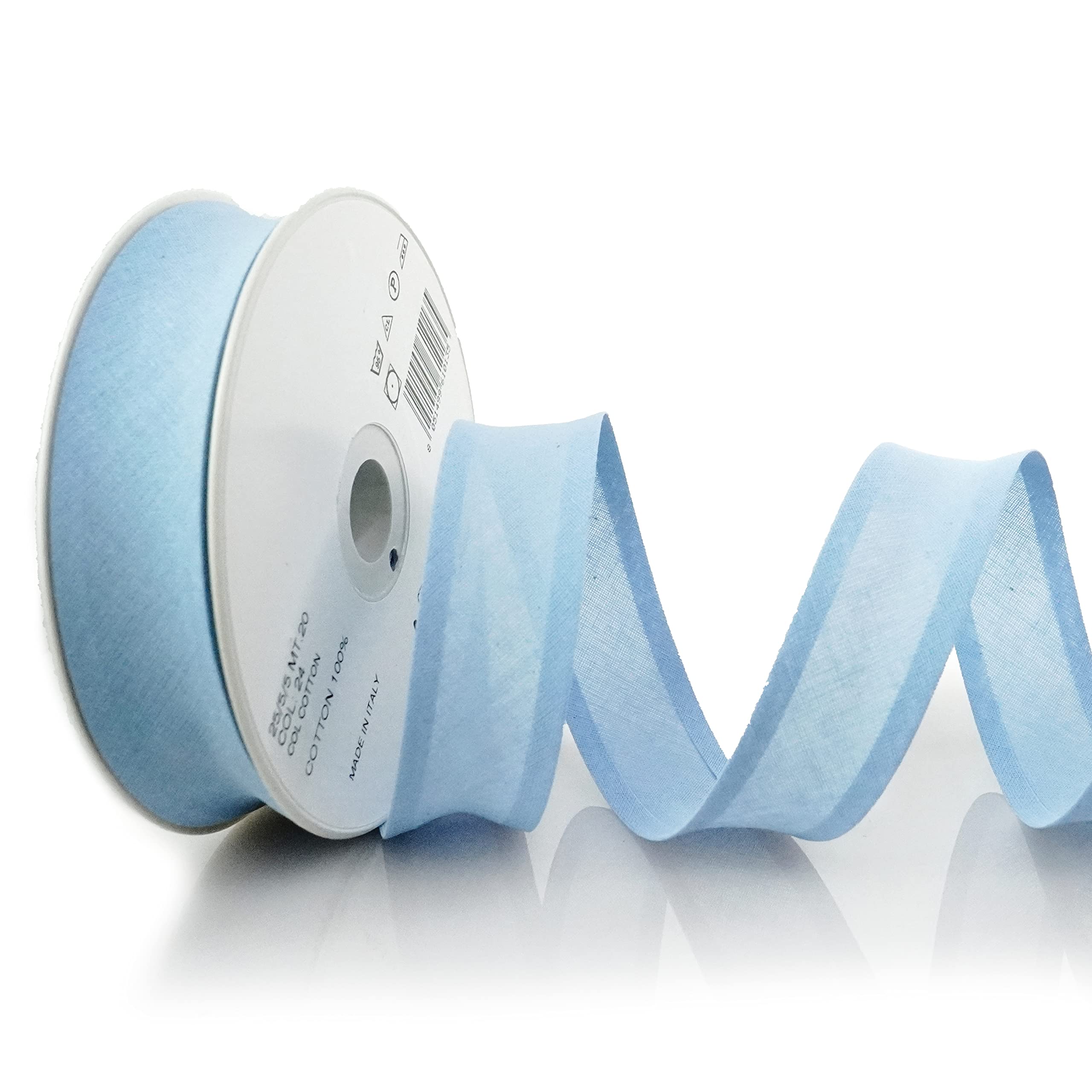 Trimz 25/5/5 mm Cotton Bias Binding, Sky Blue 24 – Double‑Fold Sewing Tape for Quilting, Dressmaking & DIY Crafts — image 1