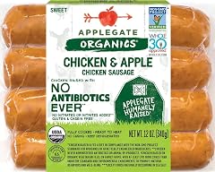 Applegate, Organic Chicken & Apple Sausage | No Antibiotics Ever, Whole30 Approved, All Natural Ingredients, Full Cooked, Per