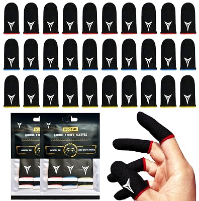 30 PCS 3 Colors Mobile Phone Gaming Finger Sleeves, Nuozme Finger Sleeves Compatible with All Touchscreen Devices, 0.15mm Superconducting Nanofibers, Smooth Feel, Anti-Sweat, Extremely Thin