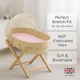 DUDU N GIRLIE Moses Basket Sheets Fully Fitted 75x30 Pack 2 Grey Pink view 2