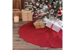 Ivenf Christmas Tree Skirt, 36 inches Burgundy Burlap Double-Layer Plain Xmas Small Tree Skirt, Rustic Xmas Tree Holiday Decorations