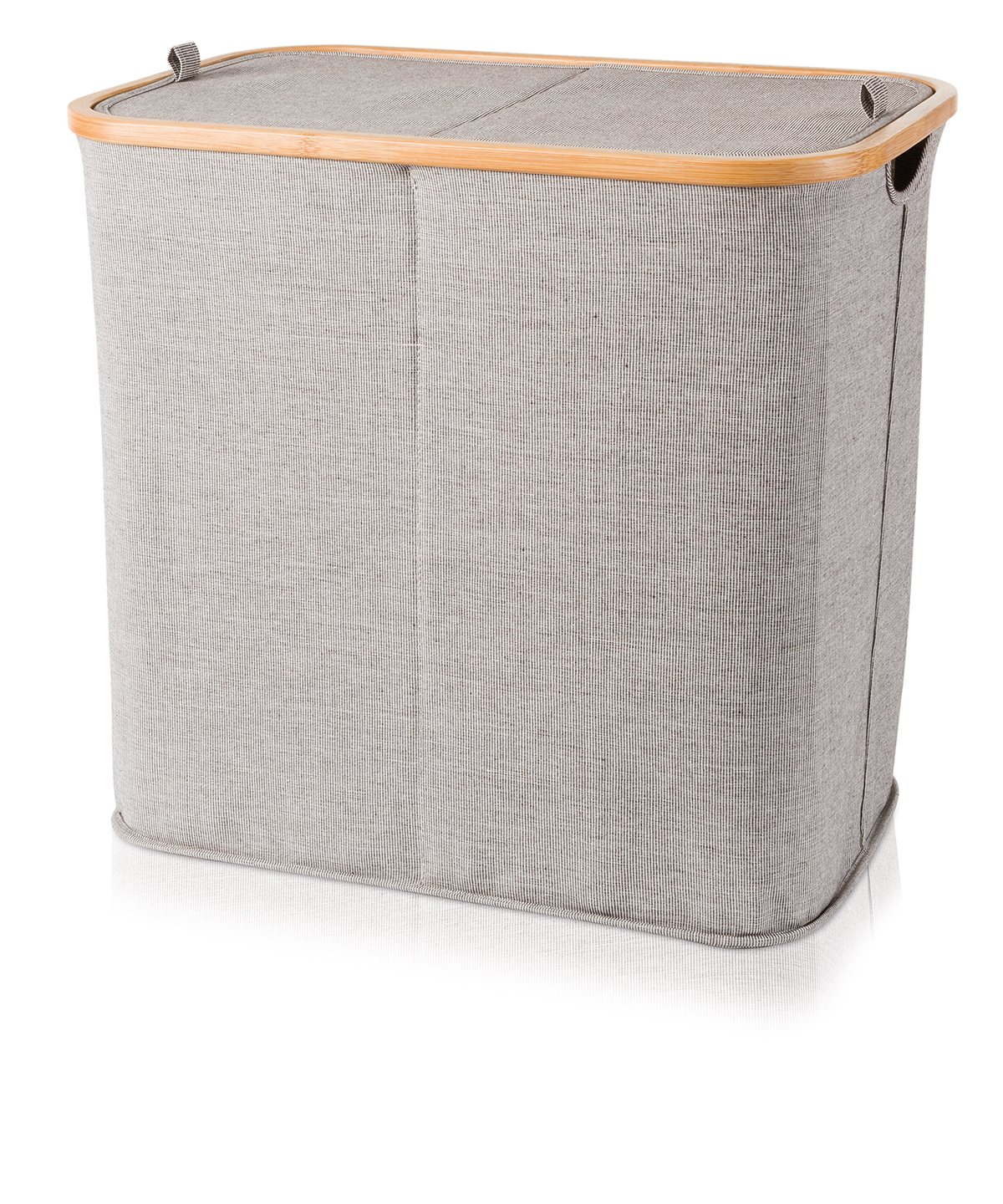 Möve Bamboo split laundry bin 54 x 33 x 50 cm made of bamboo with canvas, grey