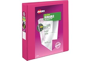 Avery Durable View 3 Ring Binder, 1-1/2 Inch Slant Rings, 1 Pink Binder (17833)