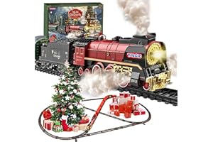 TALGIC Train Set, Remote Control Train Toys for Boys with Steam, Lights and Sound, Fancy Tracks, Christmas Train Sets for Around The Tree, Model Trains for 3 4 5 6 7 8+ Kids/Toddlers