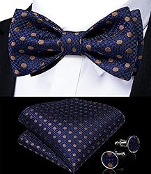 DiBanGu Navy Blue Bow Ties for Men Polka Dot Self
