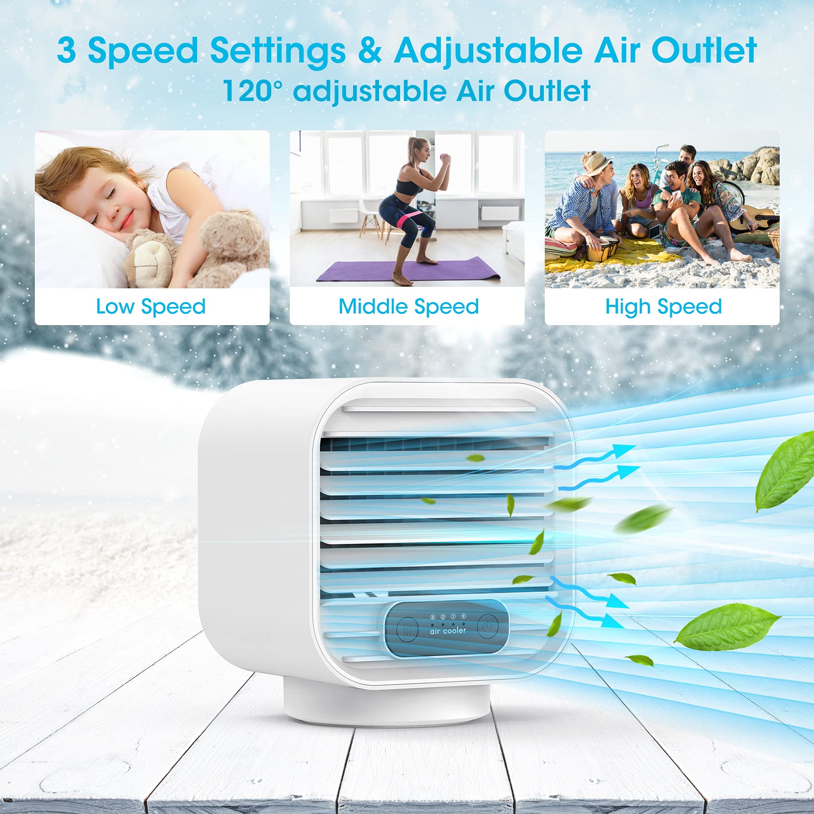 YONHAN Portable Air Conditioner Air Cooler Rechargeable 2000mAh
