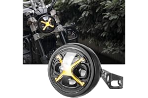 NKCELL POWER 5-3/4 5.75 Inch LED Motorcycle Headlight Assembly with Amber DRL Hi/Lo Beam for Harley Davidson Sportster Dyna Street Bob Low Rider Super Wide Glide 1200 48 Softail Fits 32-40mm Fork Tube