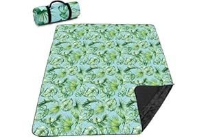 Airensky Extra Large(79 "x 83") Picnic Blanket, 3-Layer Thicking Outdoor Camping Blanket, Machine Washable Beach Blanket, Waterproof and Wear-Resistant, Soft and Comfortable(Green Leaves)