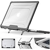 HXCASEAC Case Compatible with MacBook Pro 13 inch 2022 2020 2018, Anti-Scratching Protective Hard Cover with Foldable Stand for A2338 A2289 A2251 A2159 A1989 Case - Black
