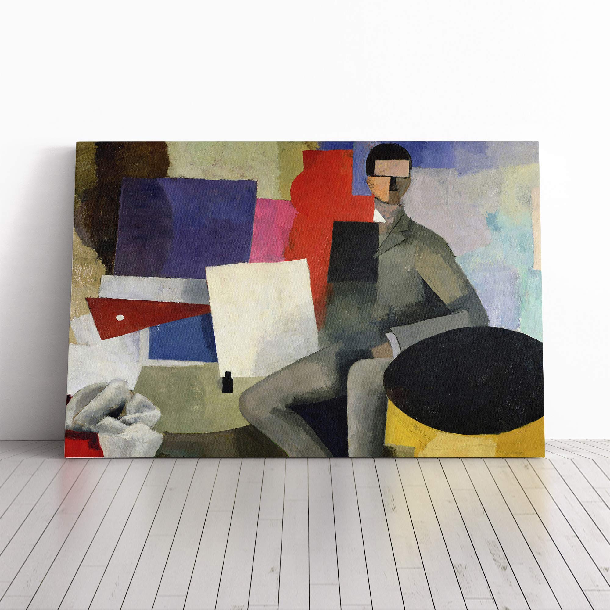 Roger de la Fresnaye The Sitting Man Canvas Print | Gallery Wrapped 30mm Frame Wall Art | 20x14 inches | Ready to Hang | Modern People Picture | Living Room Bedroom Lounge Office