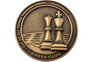LOGOS COINS Christian School Coin for Students, Chess Club, Gift for Boy and Girl Chess Players, I Can Do All Things Through Christ, Antique Gold Plated Challenge Coin, Philippians 4:13