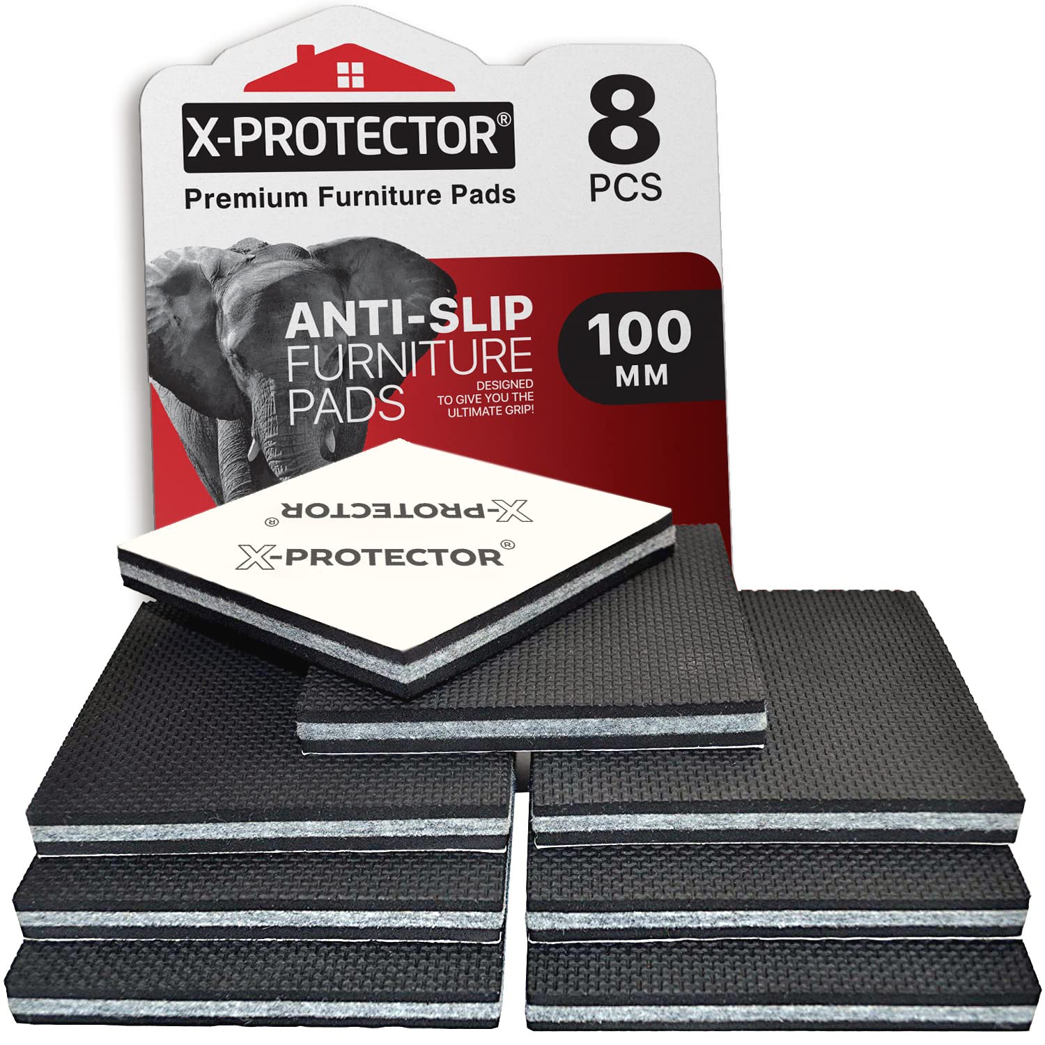 NON SLIP PADS X-PROTECTOR - FLOOR PROTECTOR PADS - 8 pcs 100 mm Furniture Pads! Rubber Feet – Premium Anti Slip Rubber Pads for Furniture Feet. FIX FURNITURE IN PLACE!
