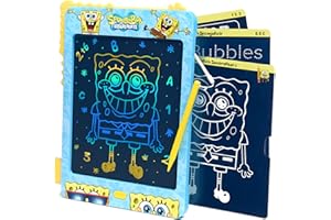 JITTERYGIT Spongebob Squarepants LCD Doodle Writing Tablet Toy - Travel Essential for Kids - Birthday Gift for Boys & Girls - STEM Drawing & Educational Learning Activity Games (Lagoon Blue)