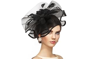 Zinniday Vintage Tea Party Hat - 2025 Mesh Kentucky Fascinators Headband Flower Feather Derby Hats for Women Girls