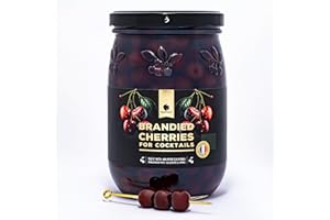 Gourmanity Brandied Cocktail Cherries, French Morello Cherries in Kirsch Brandy, for Cocktails and Desserts Kosher, Product of France 2.5lb (40.56oz)