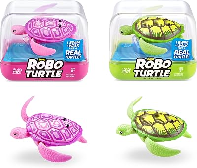 Robo Alive Robo Turtle Robotic Swimming Toy 2 Pack Green Pink Batteries Included