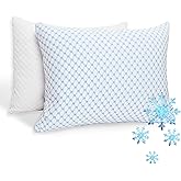 XWZO Cooling Pillow 2 Pack Pillows Queen Size Set of 2, Shredded Memory Foam Pillows Adjustable Gel Bed Pillows for Side Back Stomach Sleepers with Washable Removable Cover