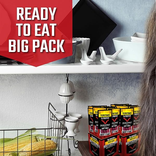 JACK LINK’S BEEF STEAK, TERIYAKI – PROTEIN SNACKS, MEAT SNACK WITH 9G OF PROTEIN, MADE WITH 100% BEEF, INDIVIDUALLY WRAPPED BULK SNACK PACK, KETO FRIENDLY – 1 OZ. (12 COUNT)
