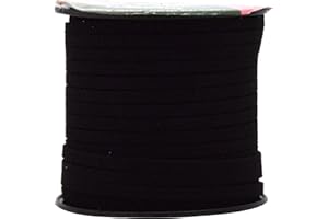 Mandala Crafts Black Faux Suede Cord for Jewelry Making - 5mm 50 Yards Flat Vegan Leather Strings Laces Strips for Bracelets, Necklaces, DIY Crafts, and Dream Catchers Supplies