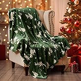 PHF Printed Fleece Throw Blanket, No Shed No Pilling Ultra Soft Plush Cozy Xmas Prints Theme Home Décor Flannel Blanket for Bed, Sofa, Couch and Gift, 50" x 60", Northern Winter