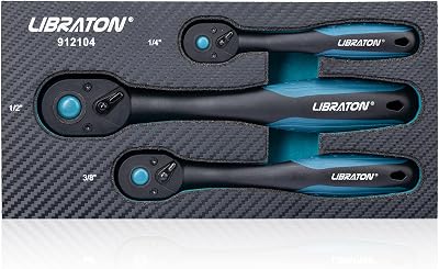 LIBRATON Ratchet Set 3 Pcs 1/4 3/8 1/2 Drive 72-Tooth Quick Release