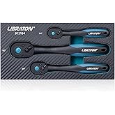 Libraton Ratchet Handle, 3 PCS 1/4", 3/8", 1/2" Heavy Duty Drive Ratchet Socket Wrench with Quick-Release Head, 72 Teeth, Rev
