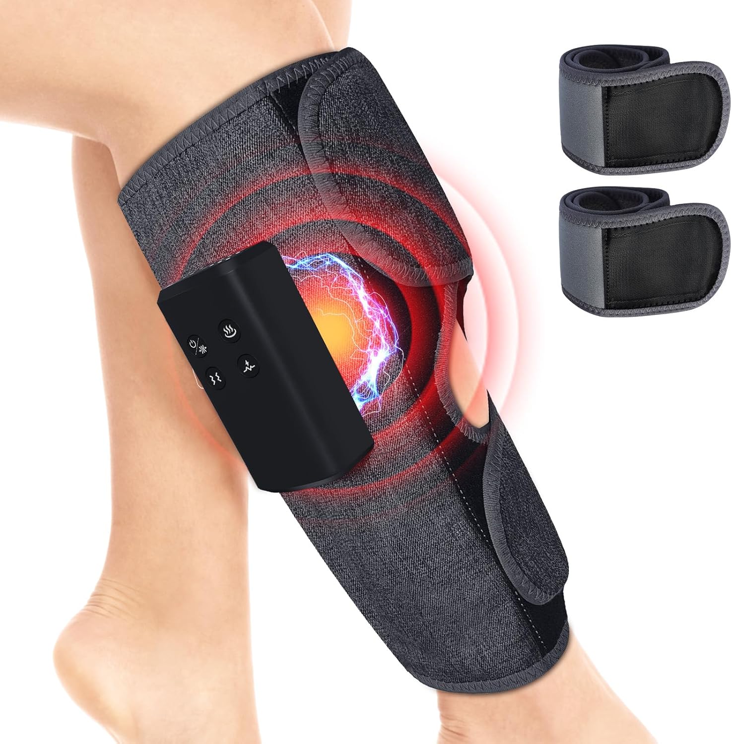 Air Compression Leg Massagers for Circulation and Pain Relief with Heat, Cordless Wearable Thigh or Calf Leg Massagers, 4 Modes 3 Intensities Relax for Home Office Gym for Men Women (Pair)