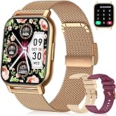 LIMTZOPY Smart Watch for Women, Fitness Tracker with Bluetooth Calls &amp; AI Voice Control, 1.85&rsquo;&rsquo; HD Screen, Heart Rate/SpO2 Monitor, Sleep Tracker, Compatible with Android iOS (Gold)