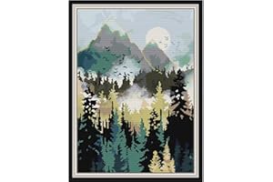 Svarog Stamped Cross Stitch Kits Beginners Full Range of Embroidery Patterns Starter Kits for Adult or Kids DIY Cross Stitches Needlepoint Kits 14CT-Sunrise Mountains 11.8x15.75 inch