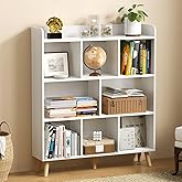 oneinmil Cube Bookshelf 3 Tier with Legs, Open Wood Bookcases with 8 Cube Storage and 1 Top Space, Display Cube Storage Organ