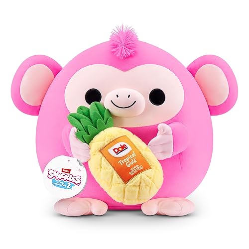 Snackles Series 2 Wave 2, Snack Swap, Monkey, 20 cm by ZURU Cuddly Squishy Comfort Plush with License Snack Brand Accessory (Monkey, Dole Pineapple)