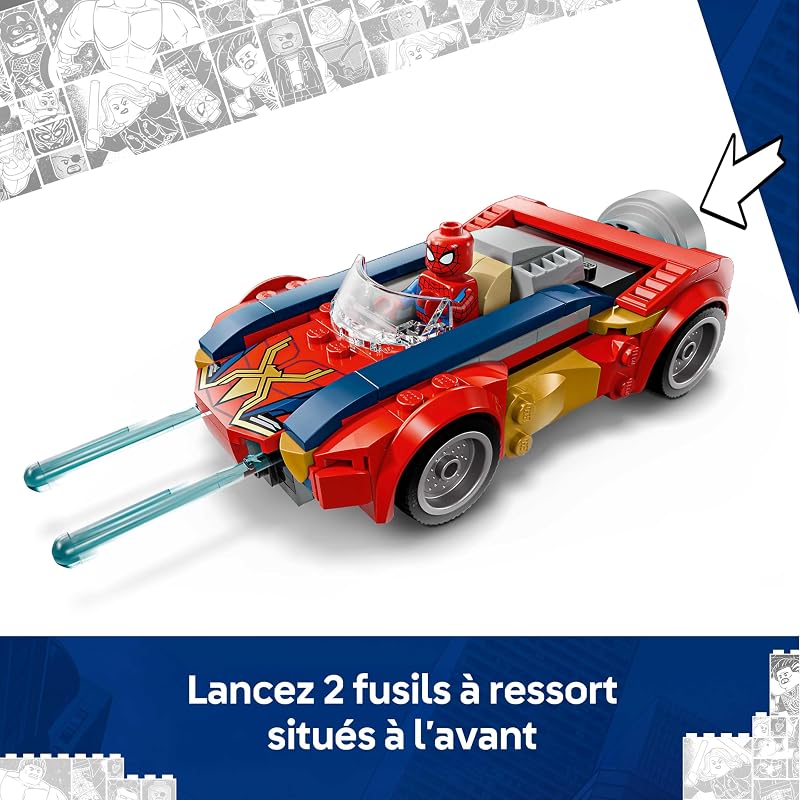 ǀ Marvel Spider-Man et sa Voiture Contre Wolverine Vénomisé - Jouet de Super-Héros avec Maquette de Voiture, 2 Minifigurines & 2 Fusils à Ressort - Cadeau pour Garçon dès 7 Ans & Fans 76336