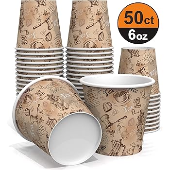 Amazon.com: 6 oz All-Purpose White Paper Cups (50 ct) - hot Beverage ...