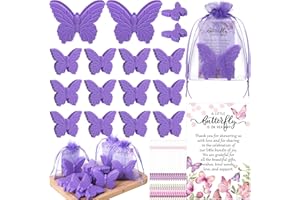 Dansib 50 Sets Butterfly Themed Baby Shower Favors Butterfly Soap with Thank You Cards Gift Bag for Guest Gender Reveal Party Decorations Baby Shower Game Prizes Wedding Favor(Purple)