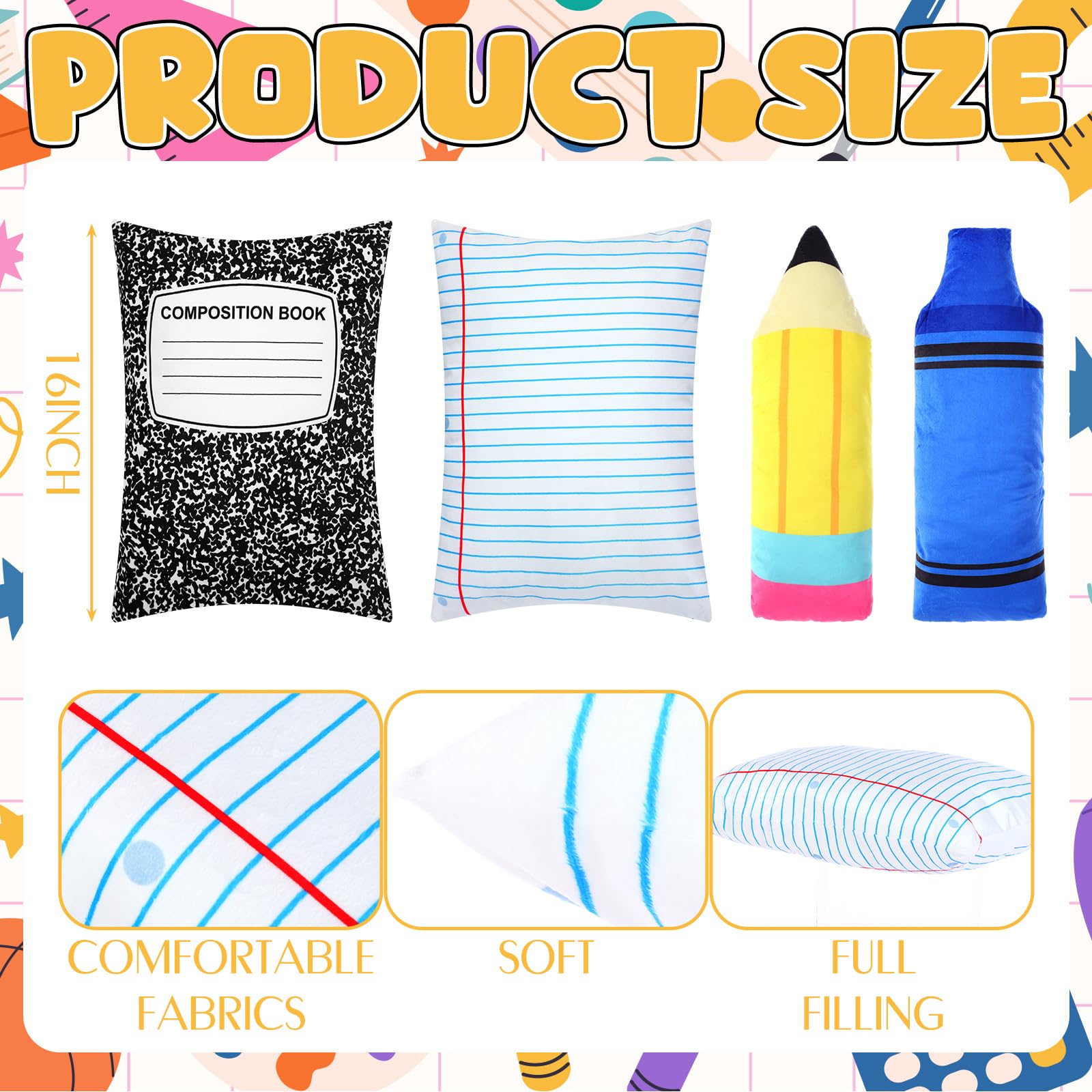 Condition photo showing New/Like New for peryiter 4 pcs 16 inch back to school throw pillows first day of school classroom decor pencil crayo