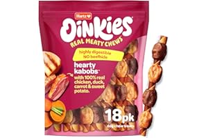 Hartz Oinkies Hearty Kabob Dog Treats with 100% Real Chicken, Duck, Sweet Potato & Carrot, Rawhide-Free, Natural Dog Treats, Highly Digestible Long Lasting Chews, 18 Count